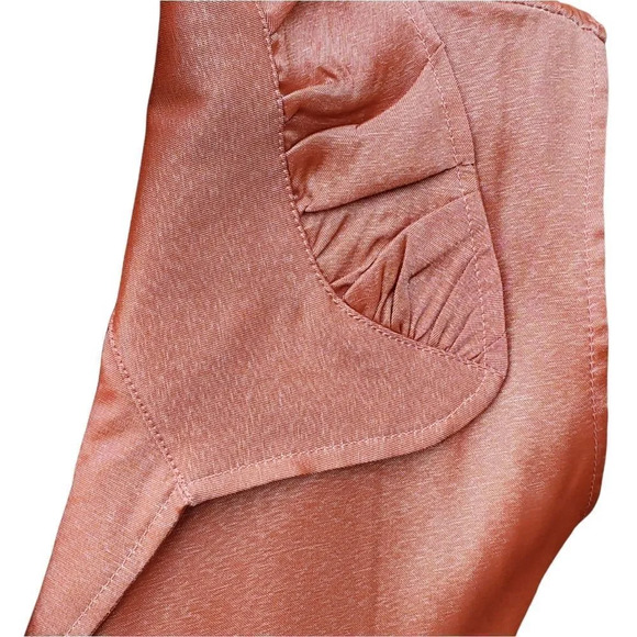 PLEATED Shirt Dress in shimmering orange / Tangerine/ salmon Size Small - Picture 7 of 10